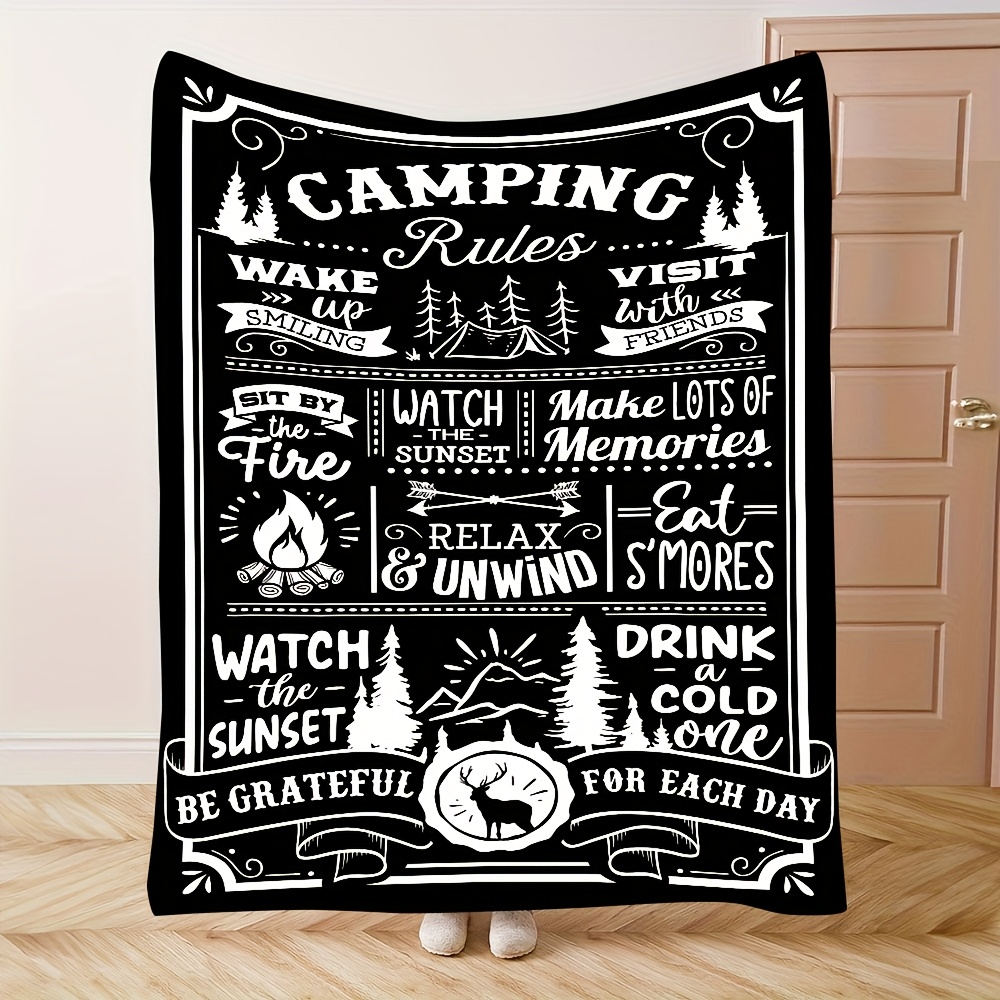 Outdoor Adventure Quotes - Camping Rules: A Cozy, Inspirational Blanket