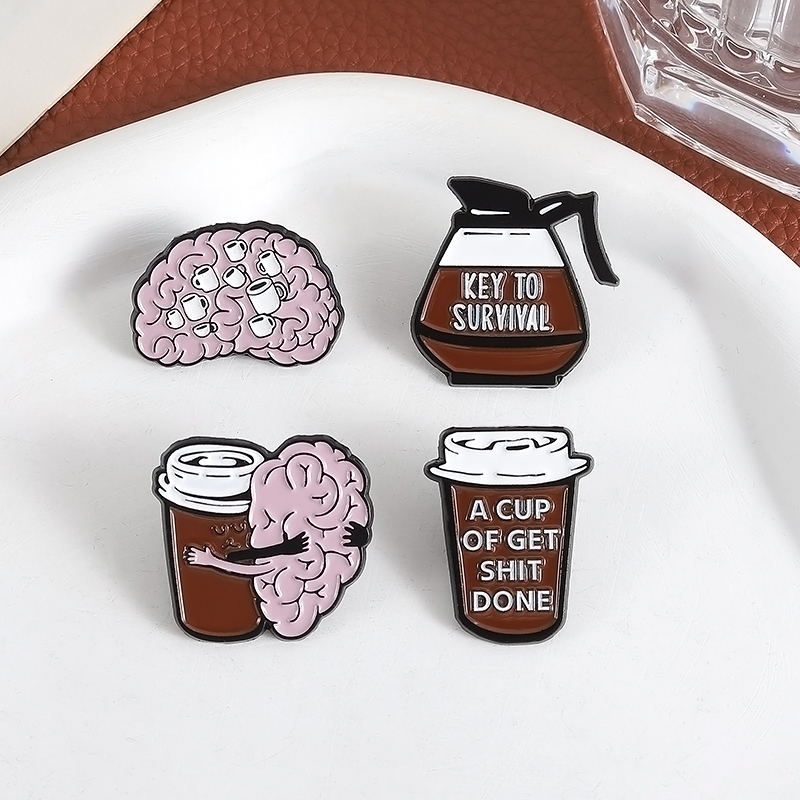 Outdoor Adventure Backpack - Coffee Brain Enamel Pins Gift for