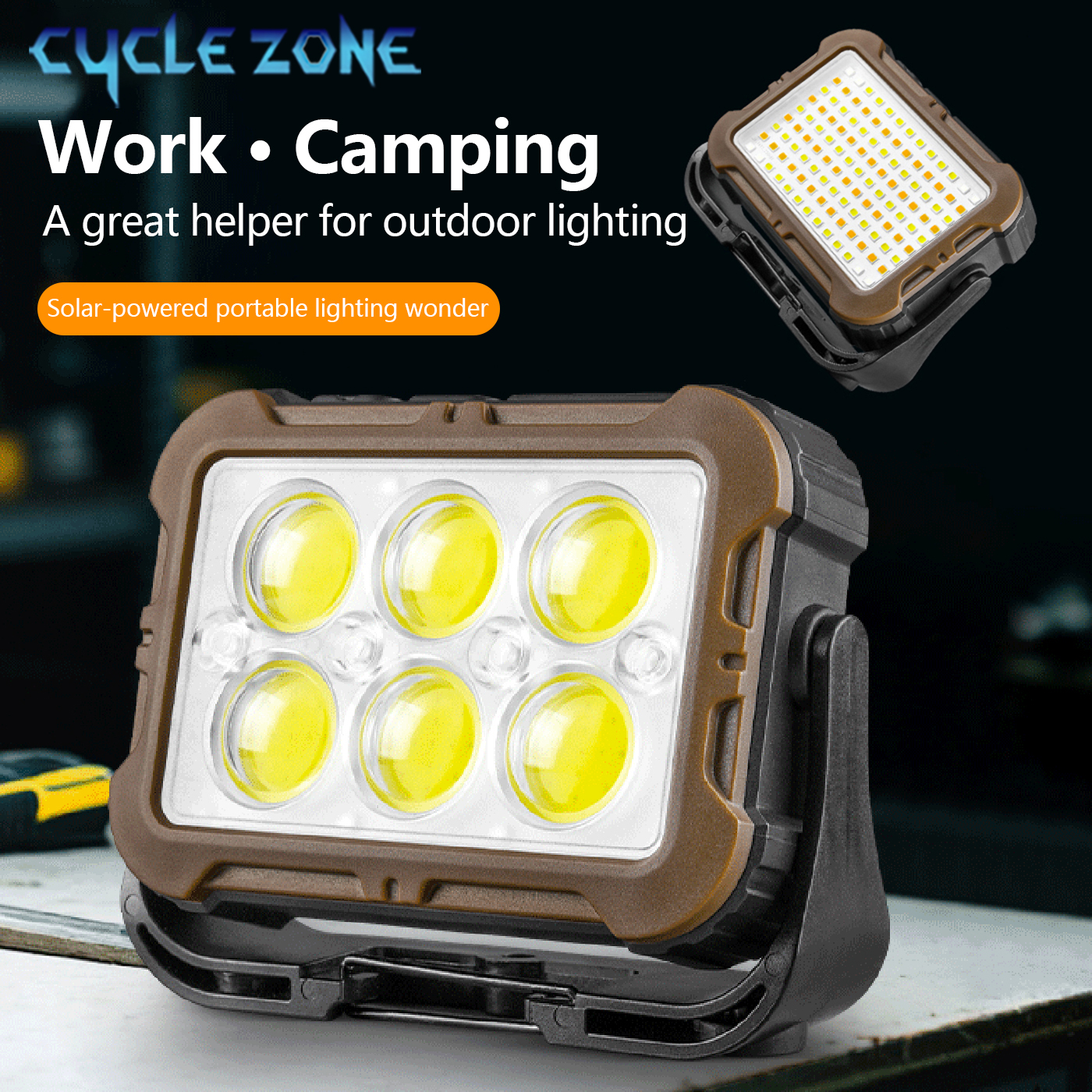 Outdoor Adventure Zone - Solar Charging Work Light 360° Rotatable