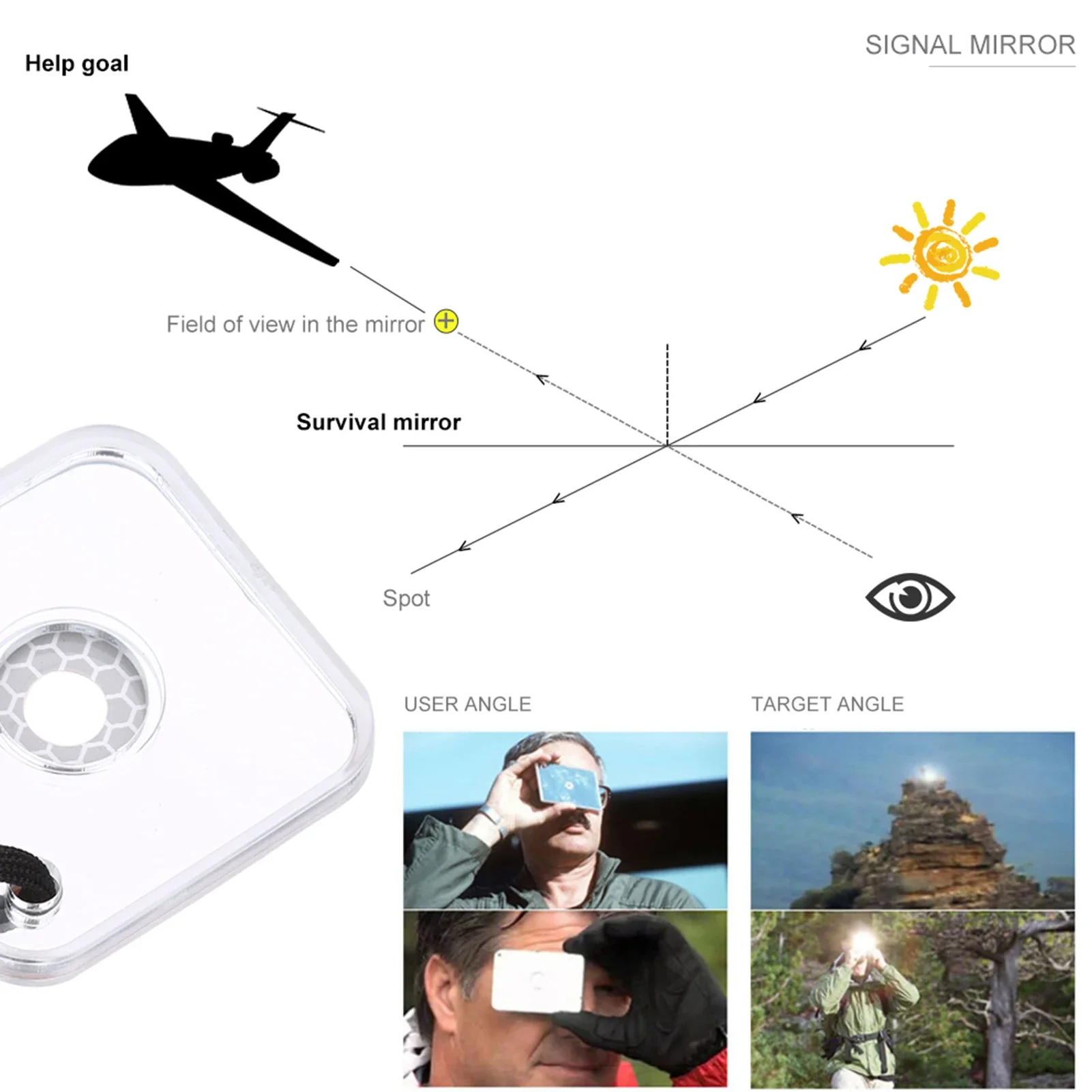 Outdoor Multifunctional Surviv - Signal Mirror Rescue 评论和价格