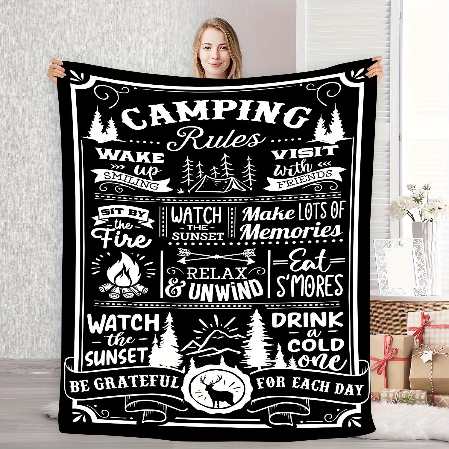 Camping Rules: A Cozy, Inspira - Outdoor Adventure Quotes 评论和价格
