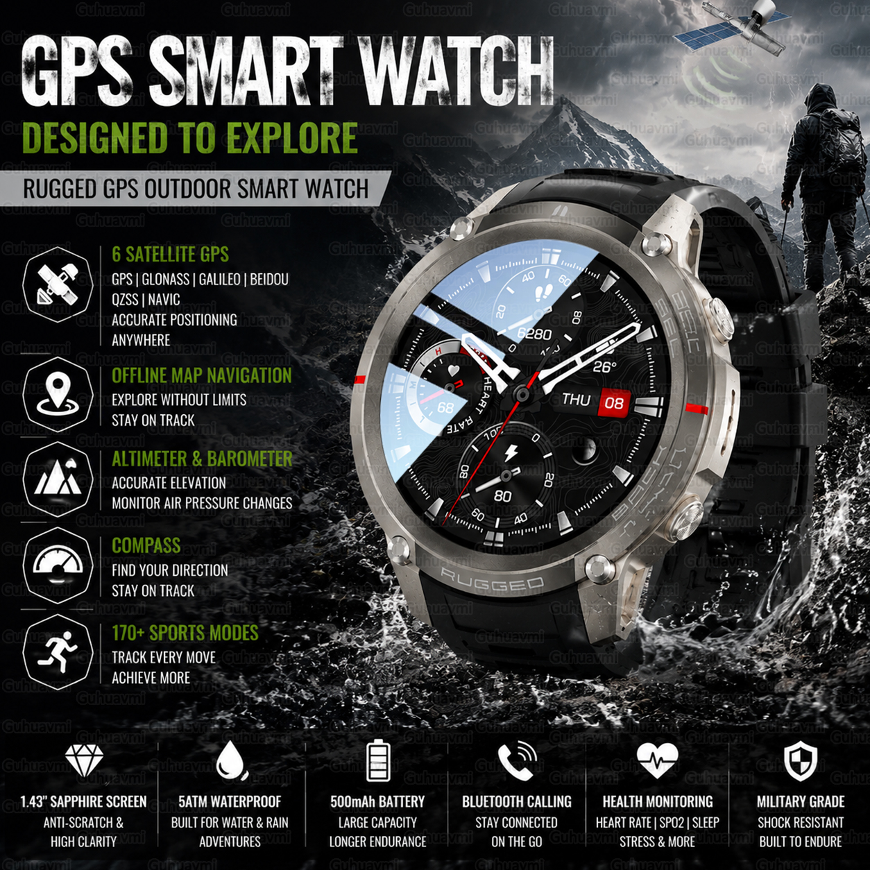 Outdoor Tactical GPS Smart Wat - Outdoor Adventure World 评论和价格